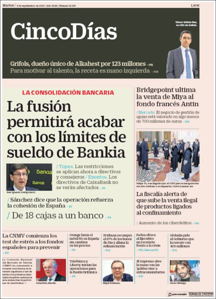 Portada de Cinco Días (España)