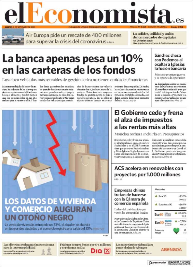 Portada de El Economista (España)