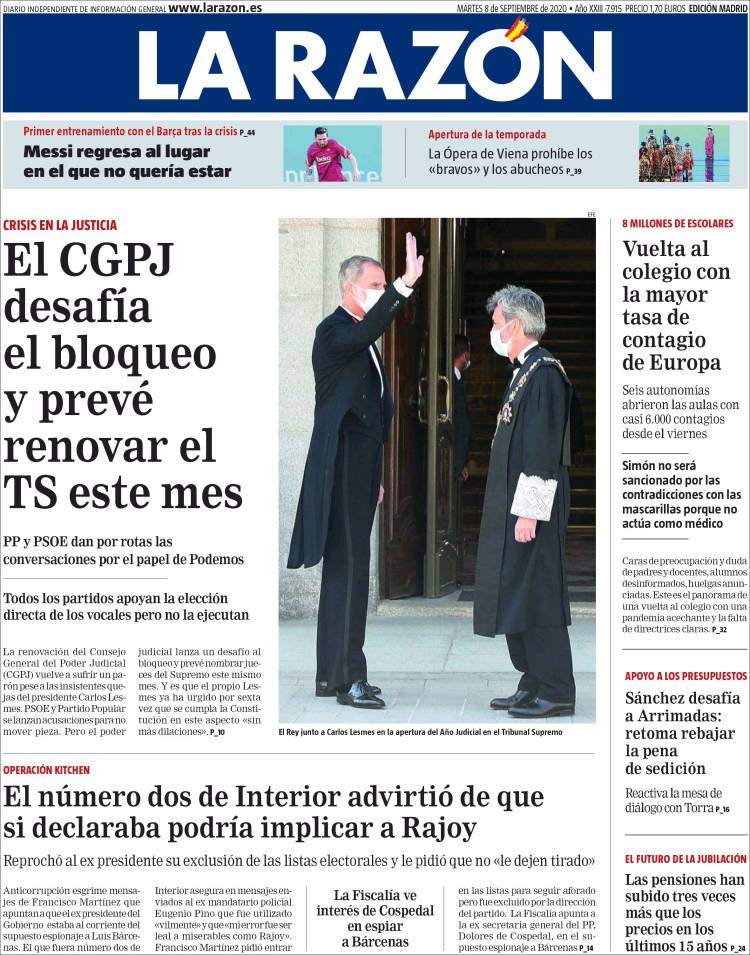 Portada de La Razón (España)