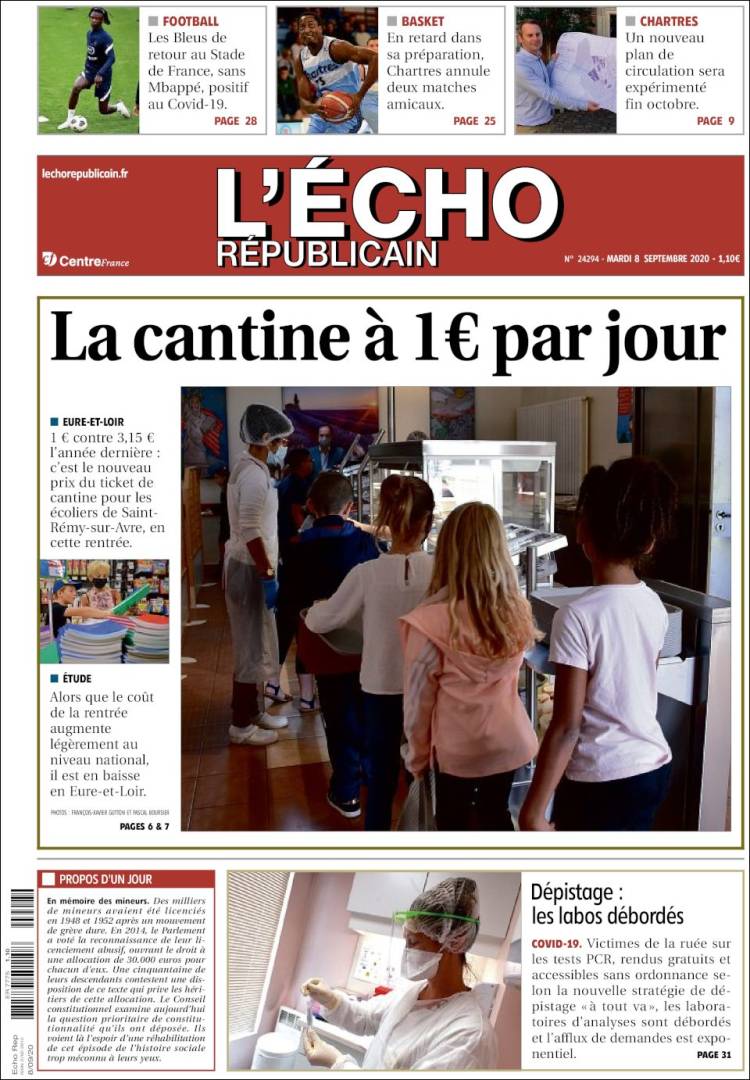Portada de L'Echo Républicain (Francia)