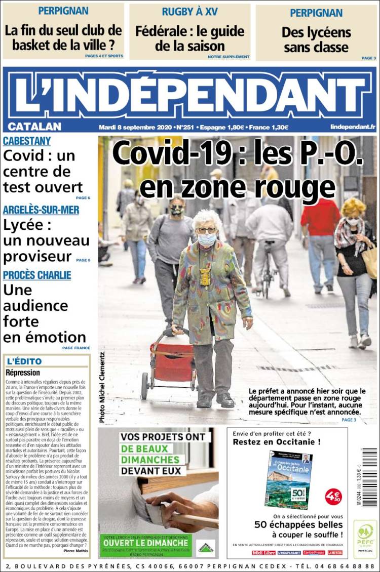 Portada de Le Indépendant (Francia)
