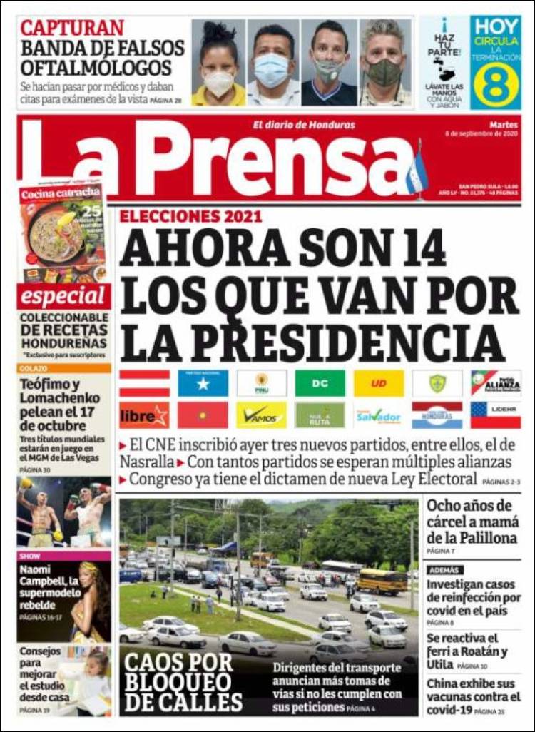 Portada de La Prensa (Honduras)