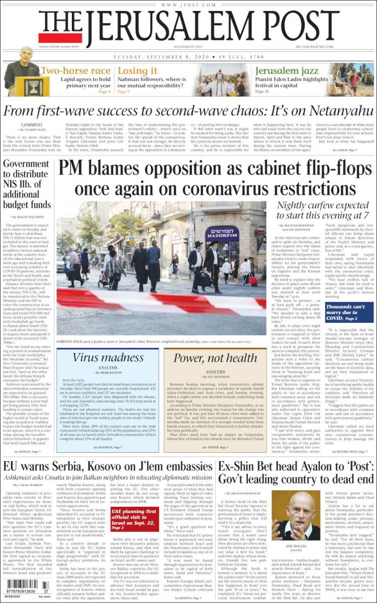 Portada de The Jerusalem Post (Israel)