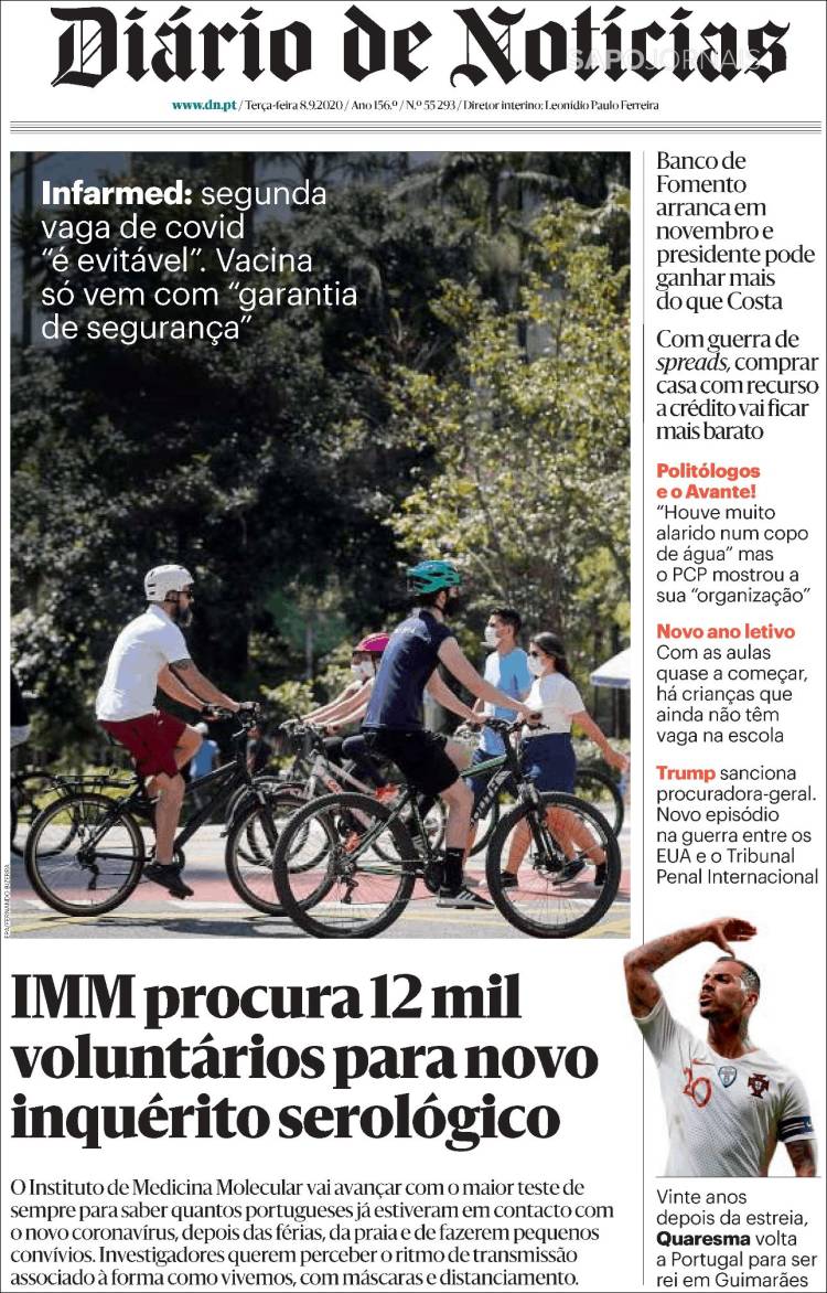 Portada de Diário de Noticias (Portugal)