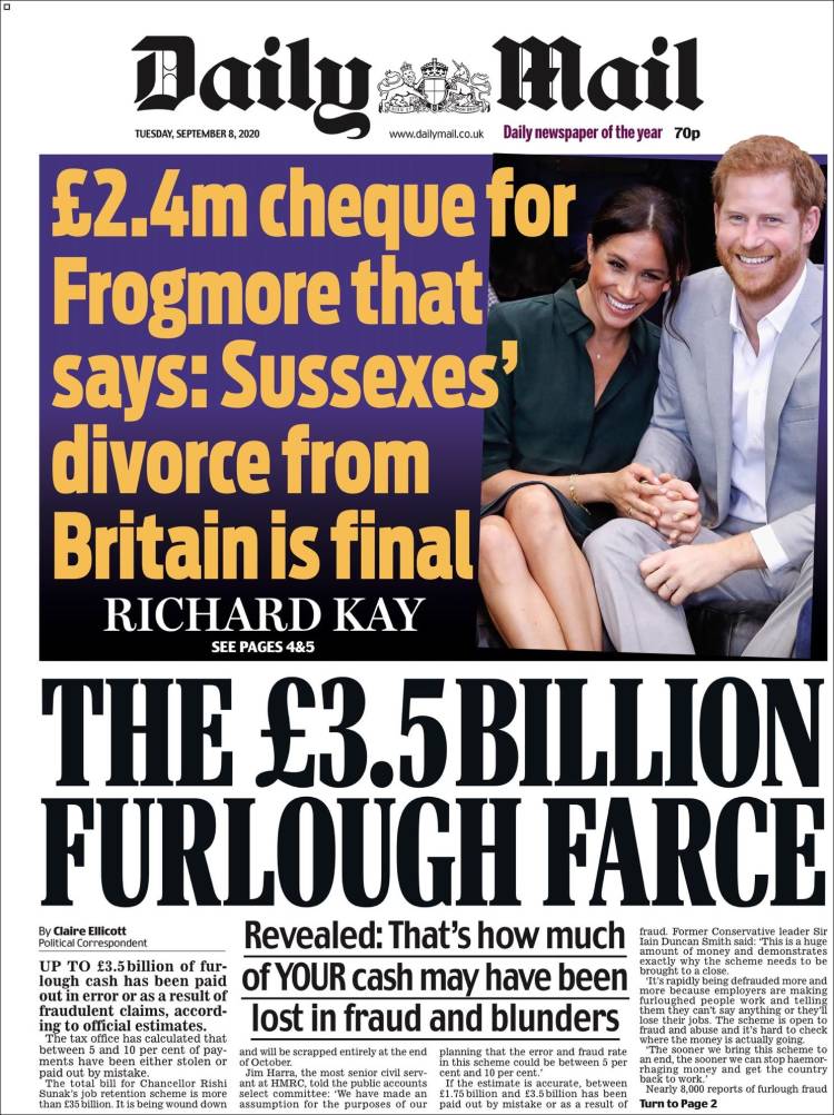 Portada de Daily Mail (Reino Unido)