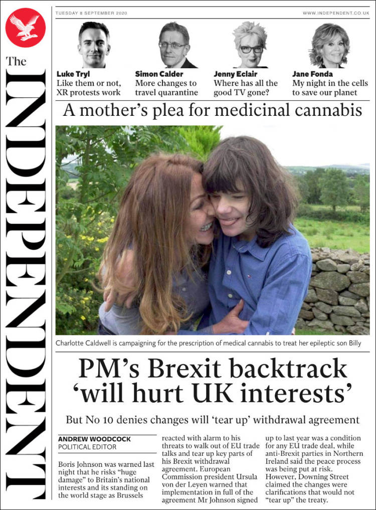 Portada de The Independent (Reino Unido)