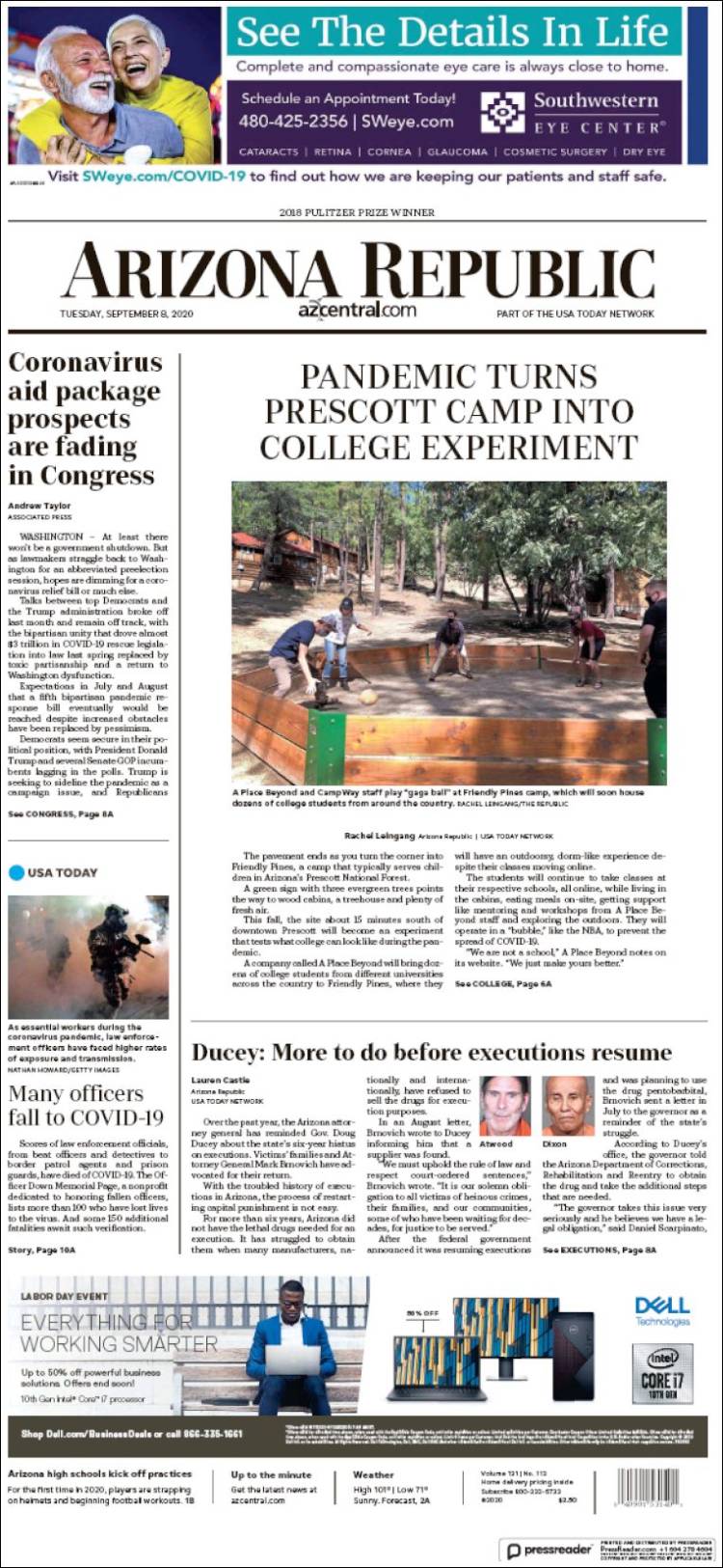 Portada de Arizona Republic News (USA)