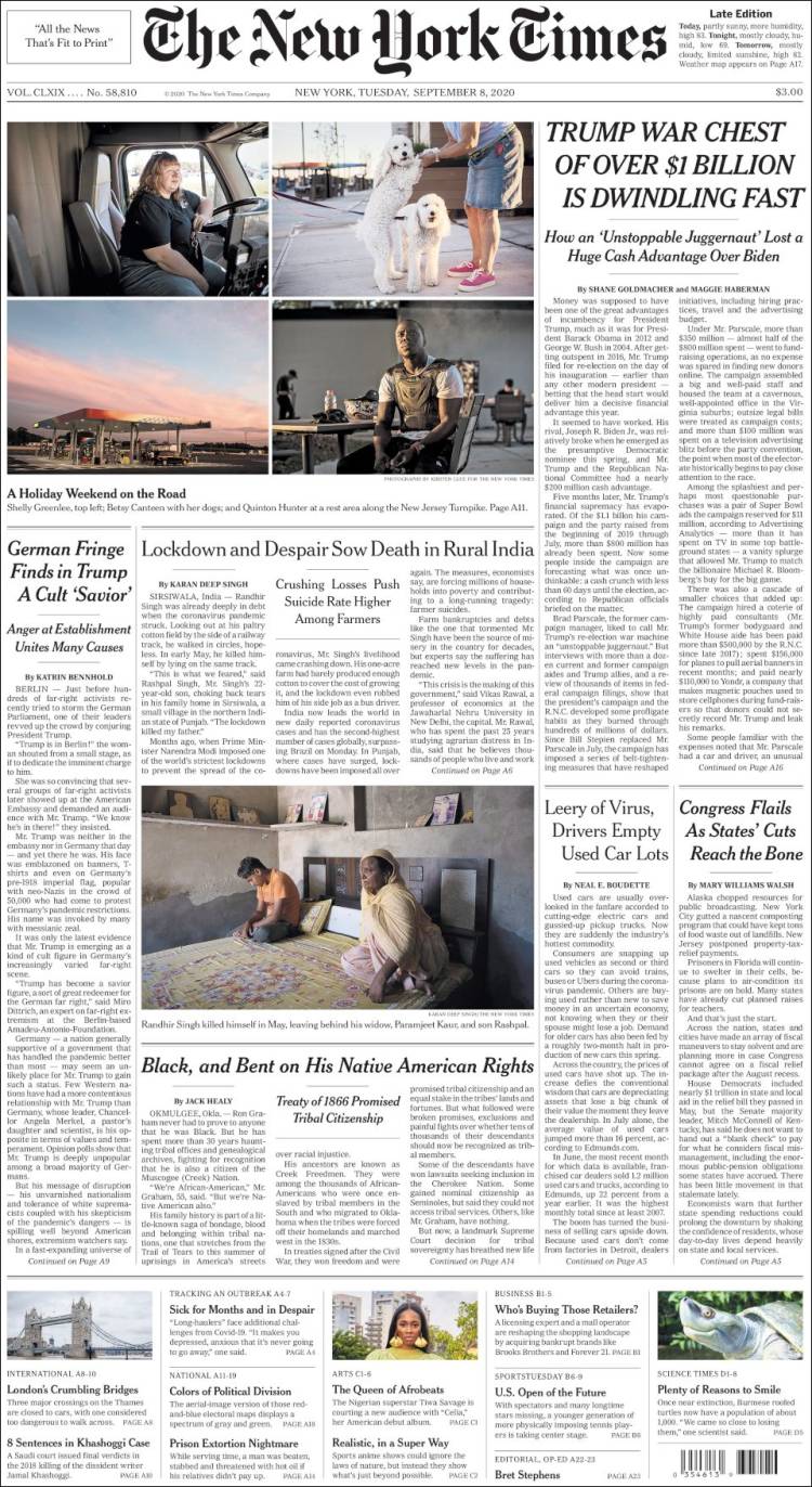 Portada de New York Times (USA)