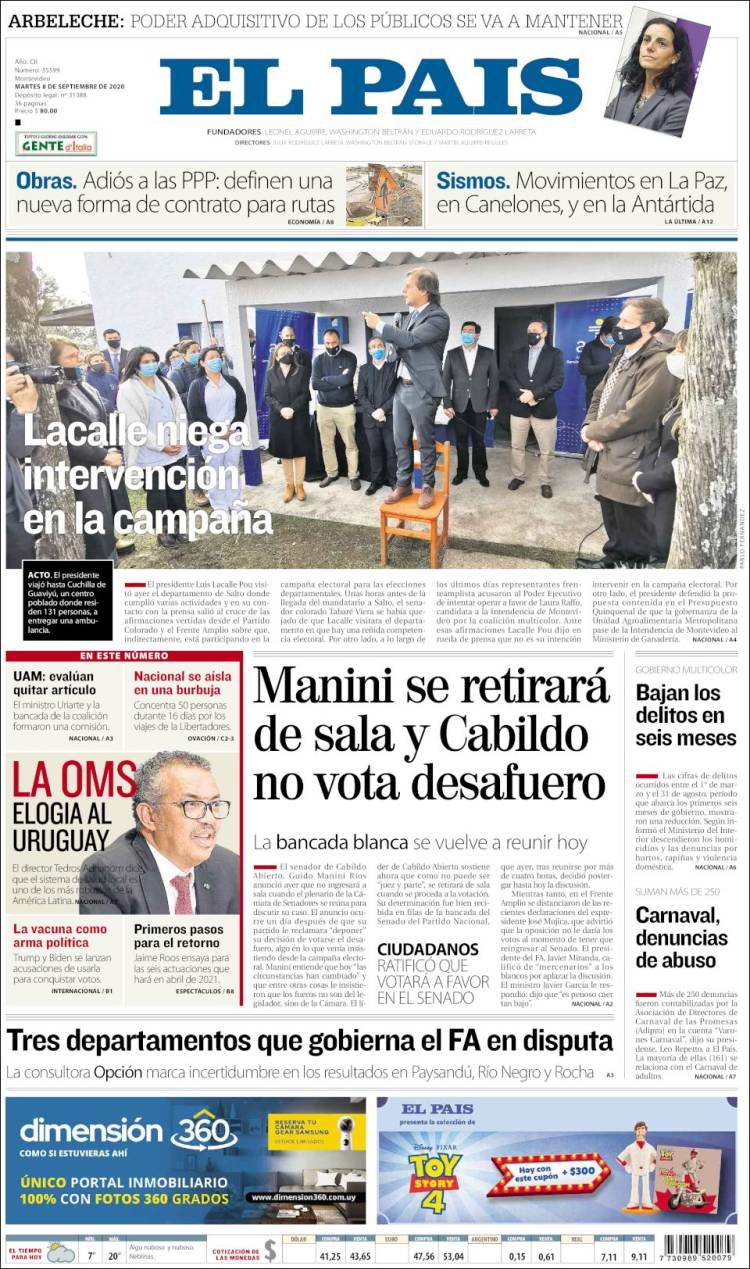 Portada de El País (Uruguay)