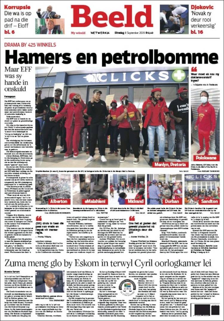 Portada de Beeld (Sud&aacute;frica)