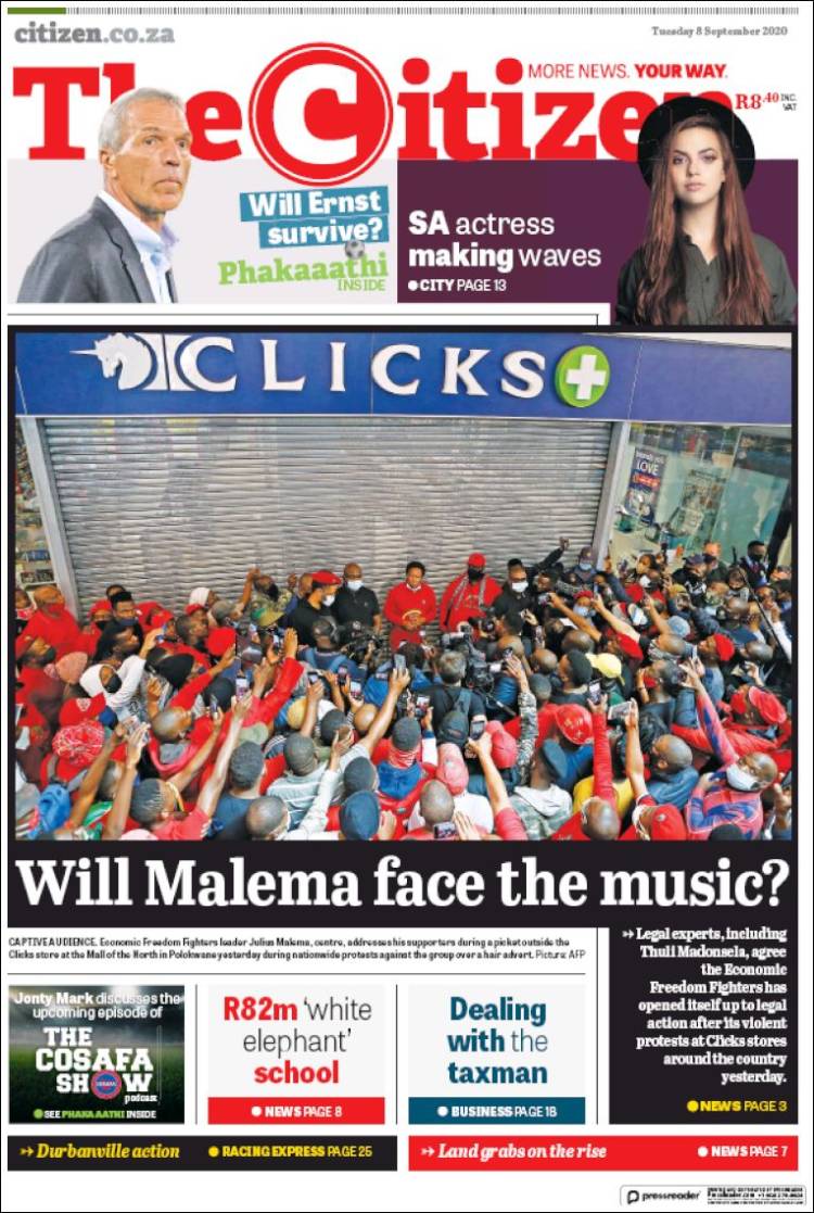 Portada de The Citizen (Sud&aacute;frica)