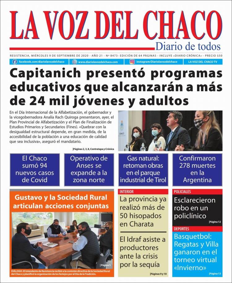 Portada de La Voz del Chaco (Argentina)