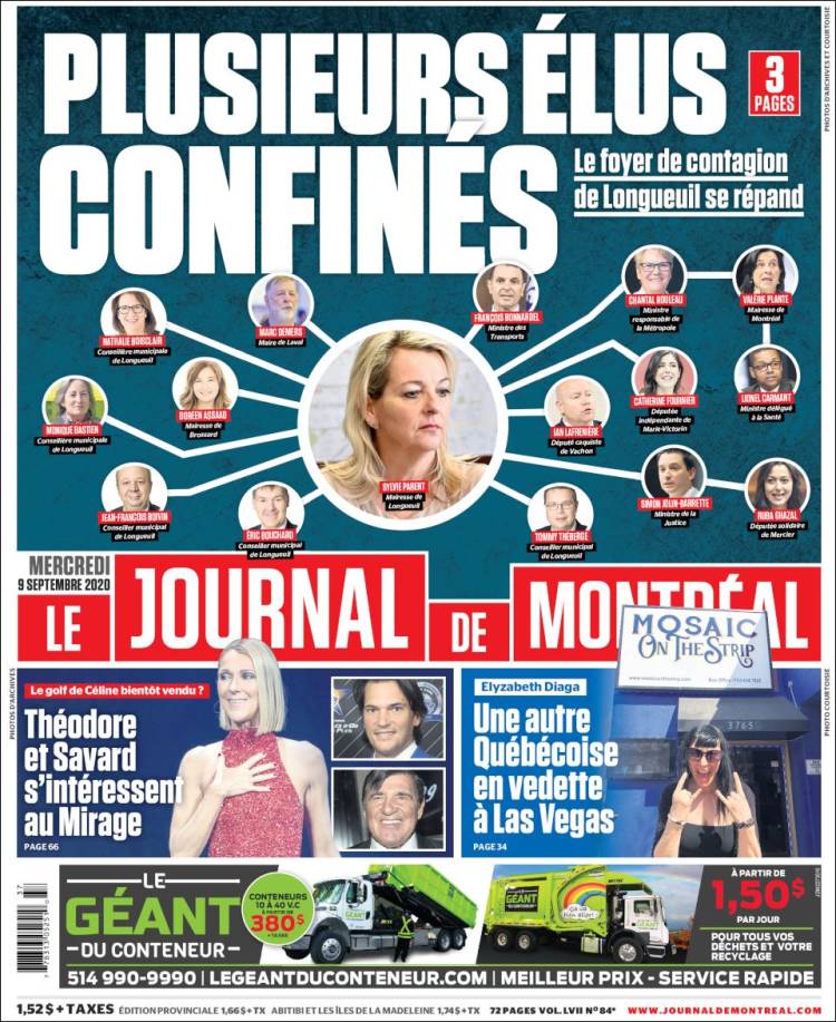 Portada de Le Journal de Montréal (Canadá)