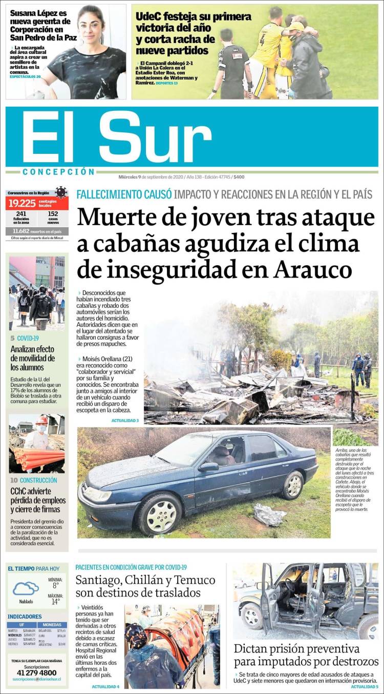 Portada de El Sur (Chile)