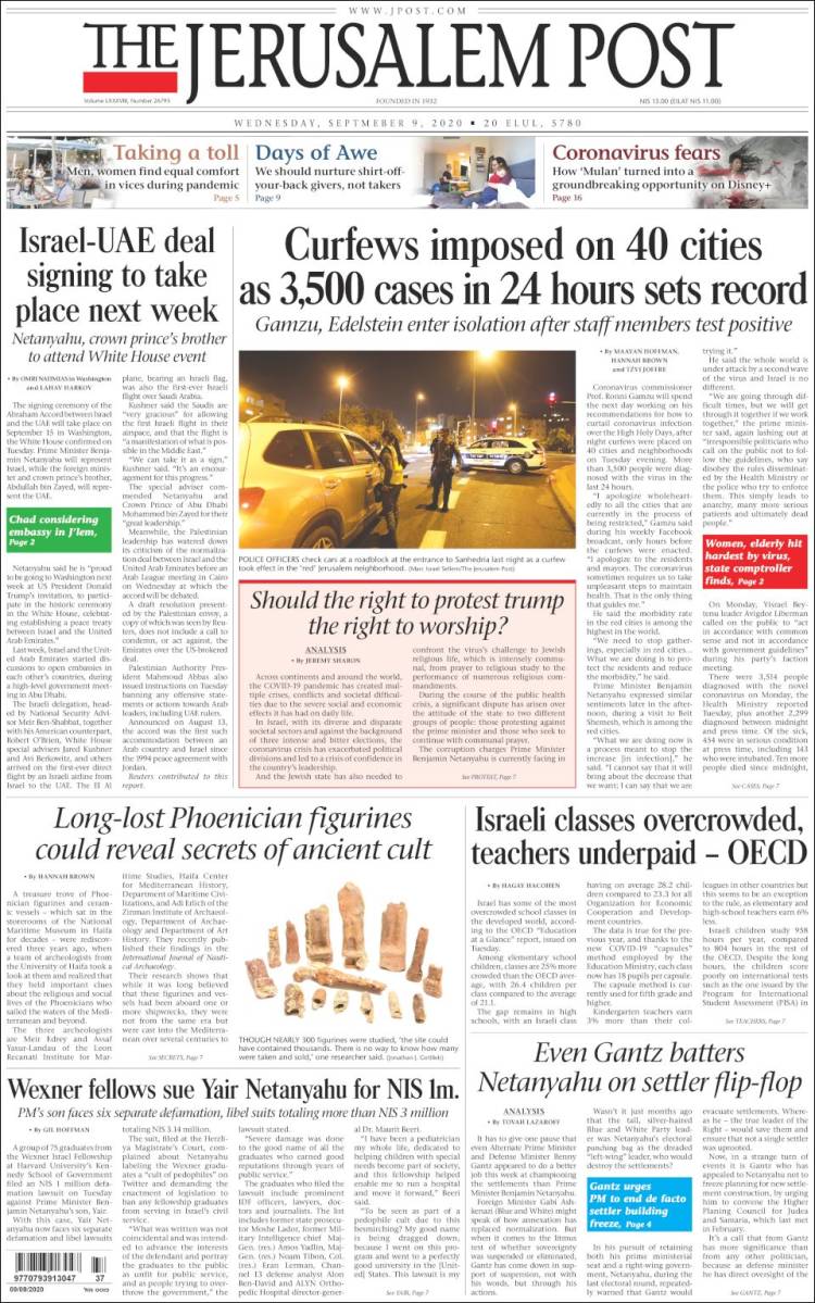 Portada de The Jerusalem Post (Israel)