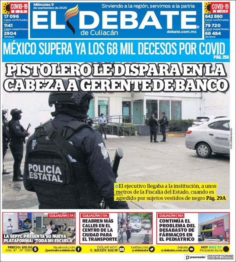Portada de El Debate de Culiacán (M&eacute;xico)