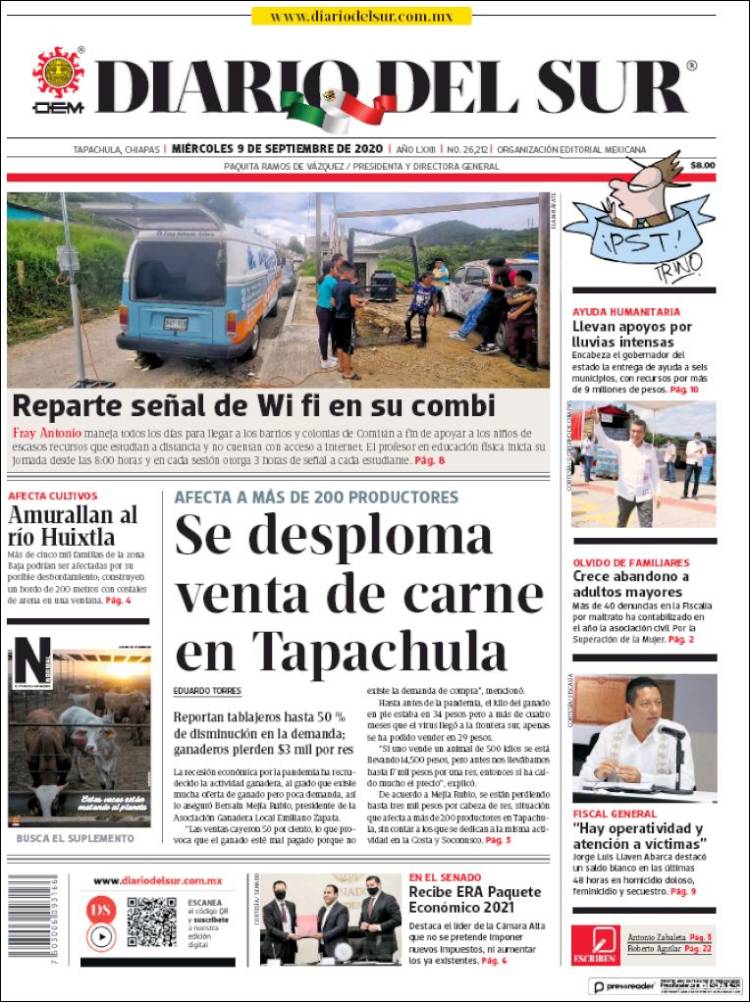 Portada de El Diario del Sur (M&eacute;xico)