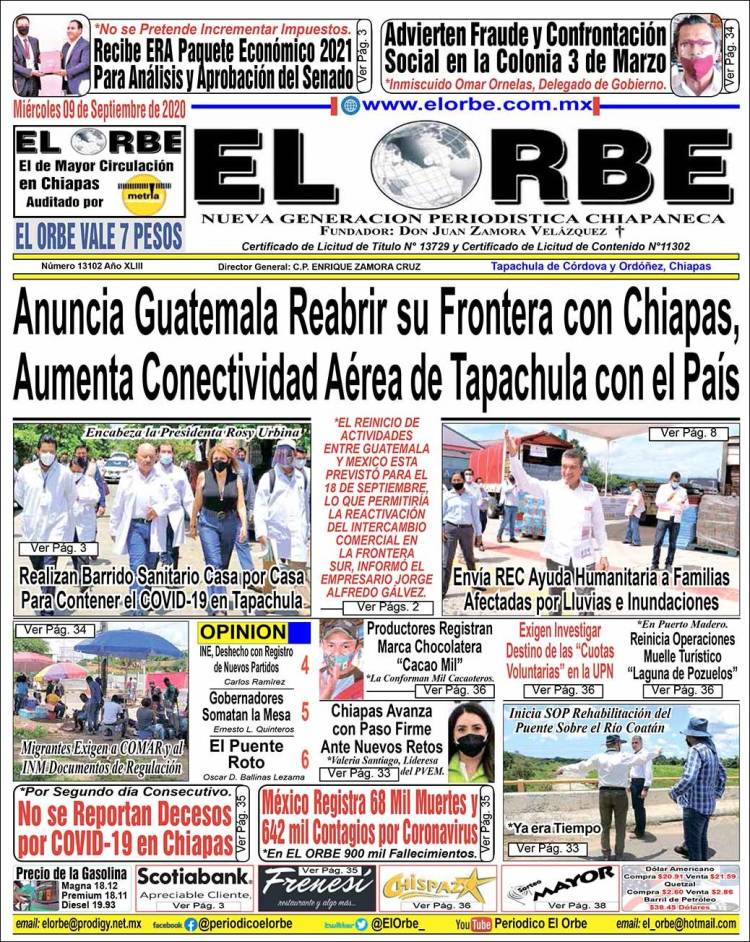 Portada de El Orbe (M&eacute;xico)