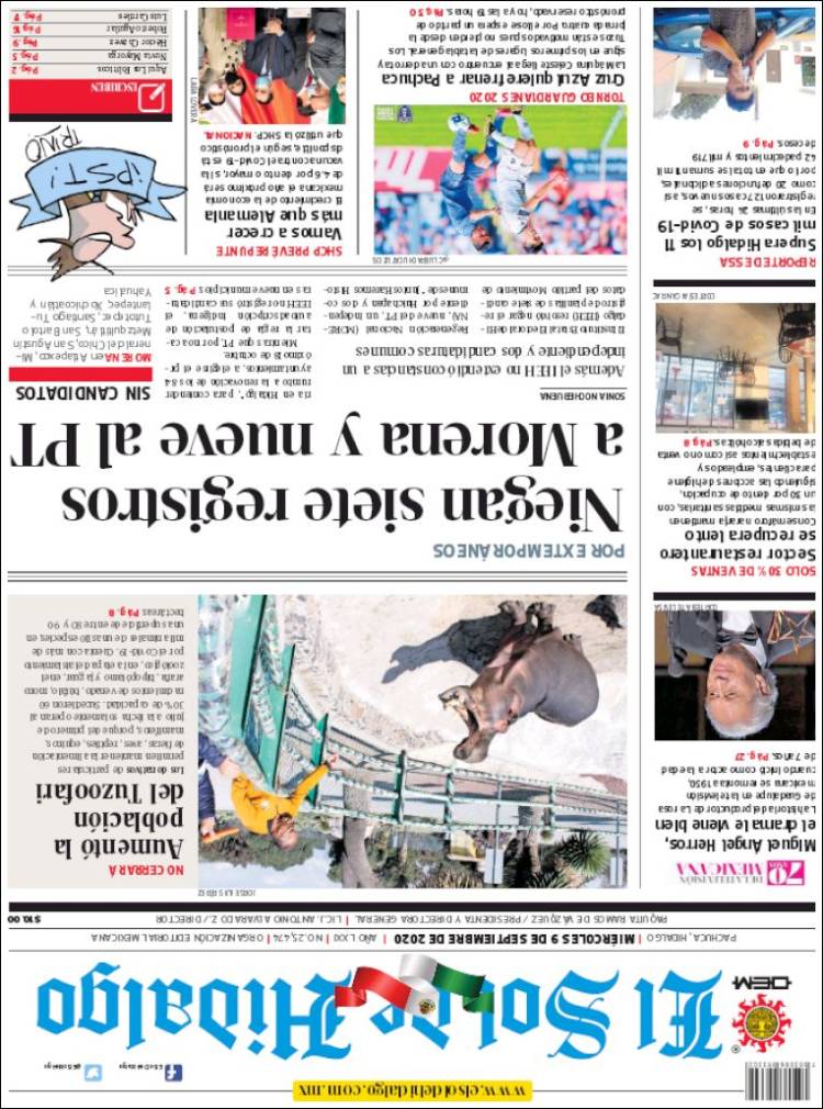 Portada de El Sol de Hidalgo (M&eacute;xico)