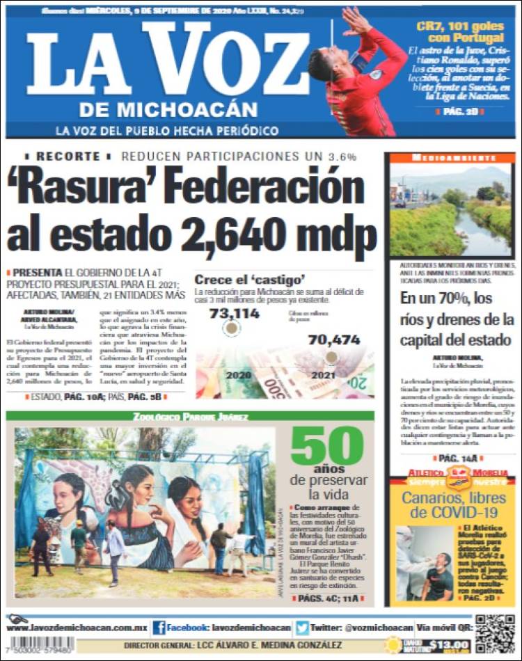 Portada de La Voz de Michoacán (M&eacute;xico)