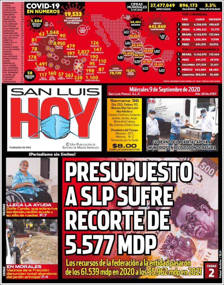 Portada de San Luis Hoy (M&eacute;xico)