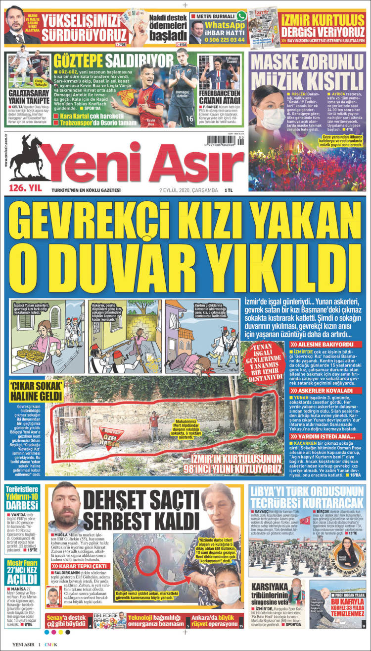 Portada de Yeni Asır (Turqu&iacute;a)