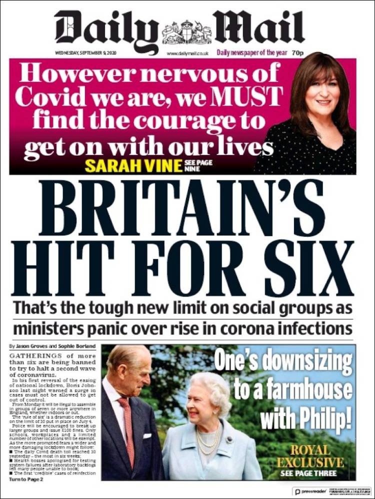 Portada de Daily Mail (Reino Unido)