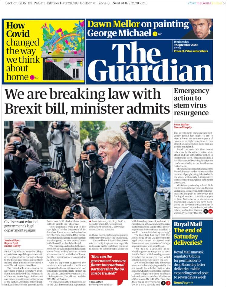 Portada de The Guardian (Reino Unido)