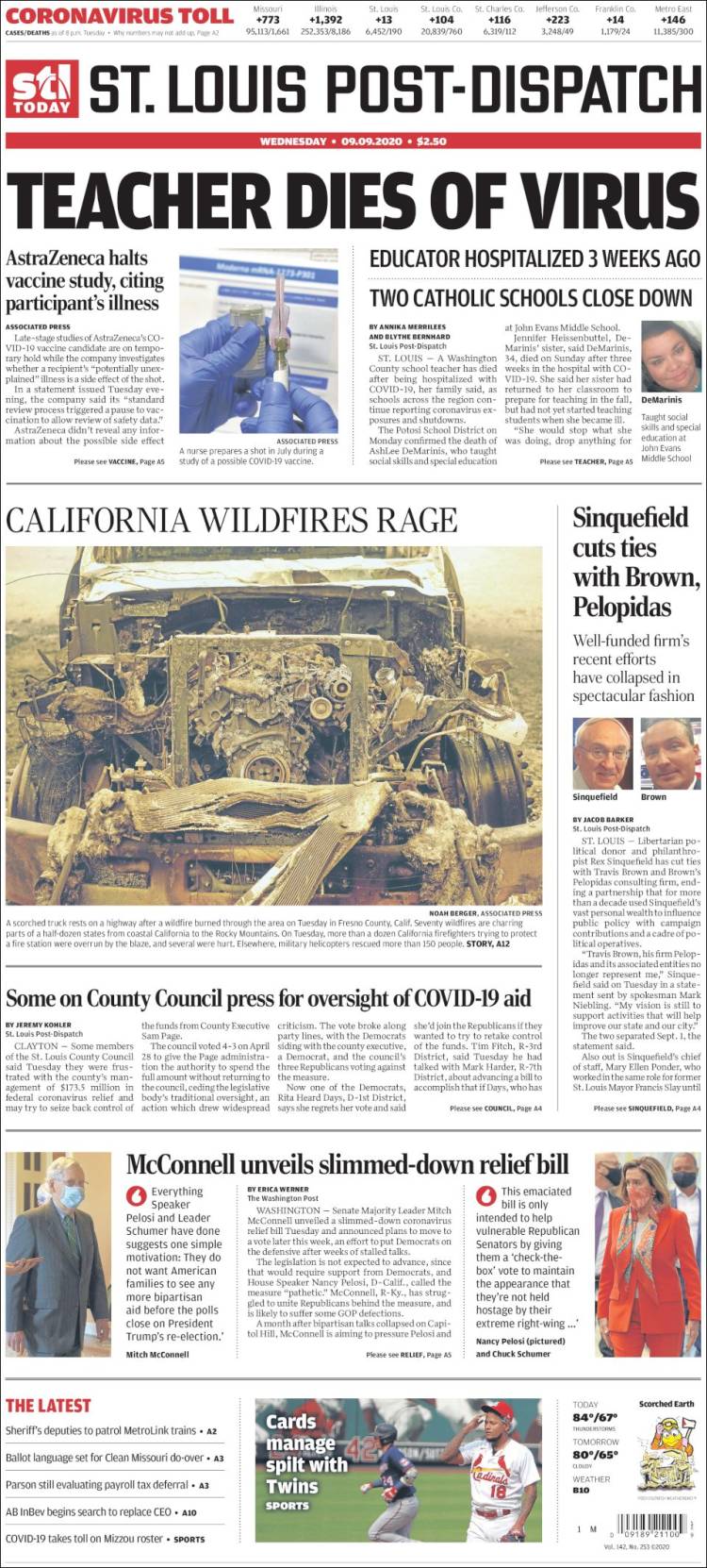 Portada de St. Louis Post-Dispatch (USA)