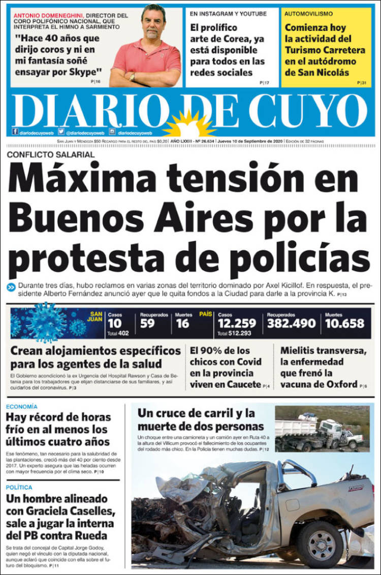 Portada de Diario de Cuyo (Argentina)