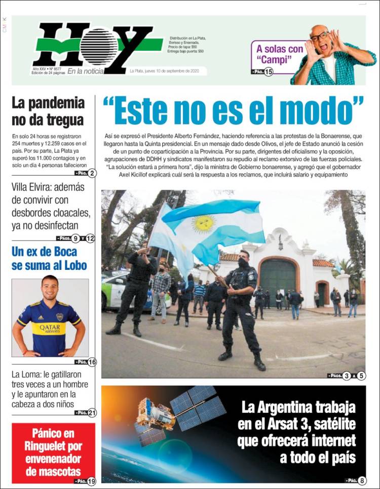 Portada de Diario Hoy (Argentina)