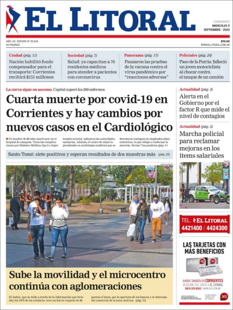 Portada de El Litoral Corrientes (Argentina)