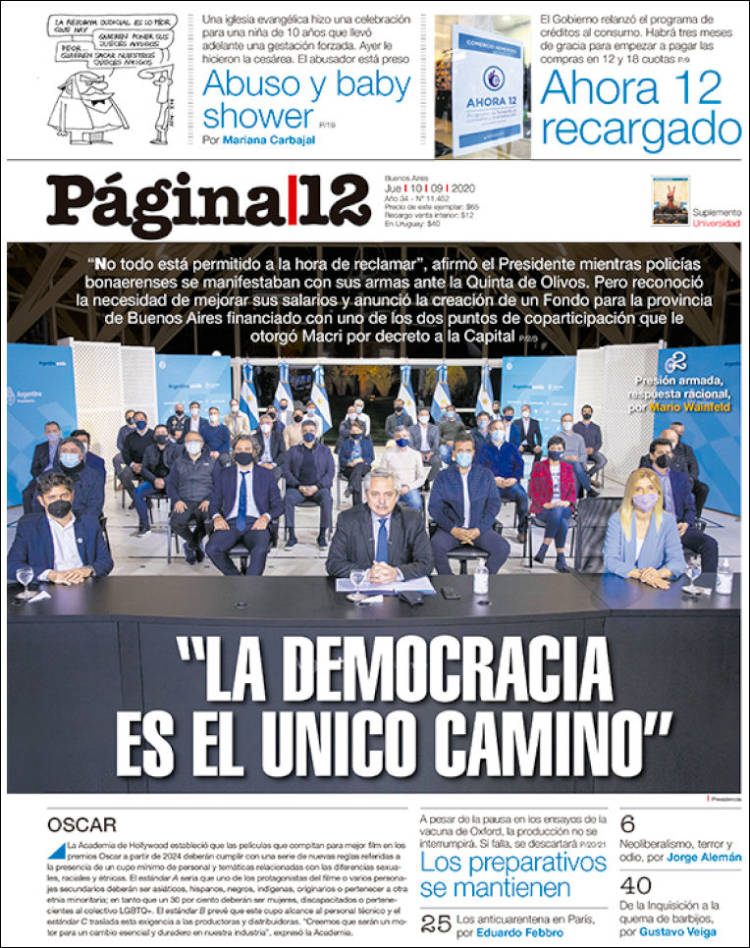 Portada de Página/12 (Argentina)