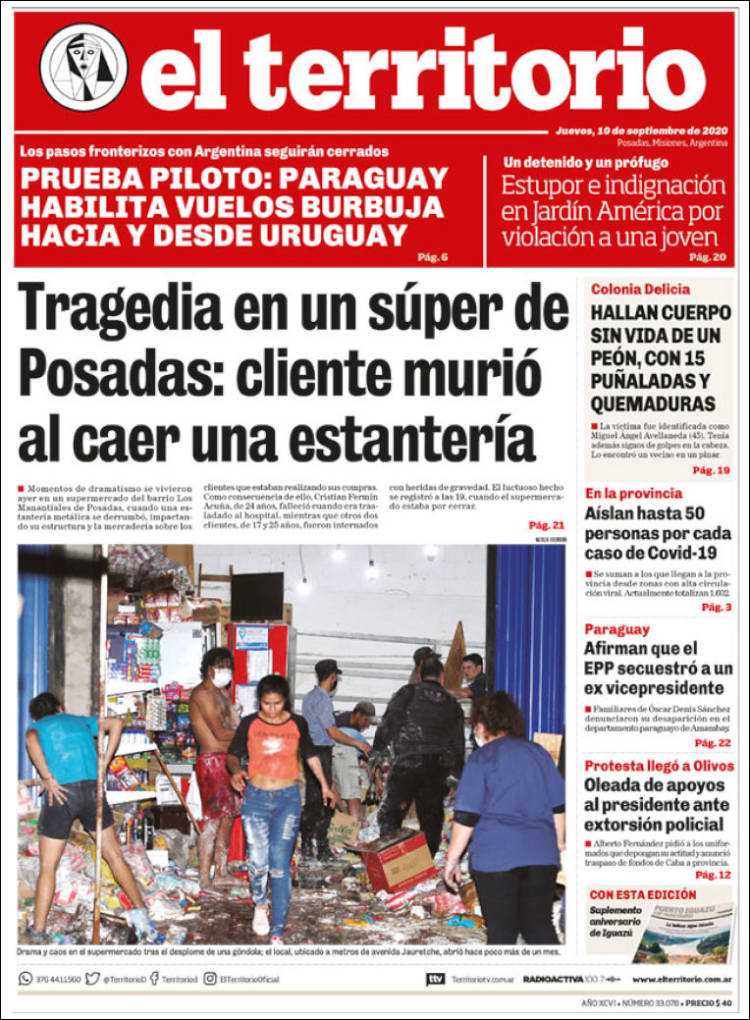 Portada de El Territorio (Argentina)