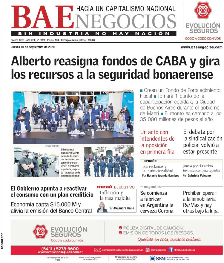 Portada de Buenos Aires Económico (Argentina)