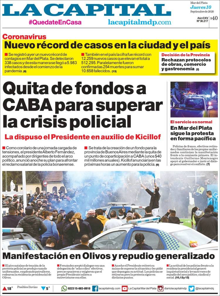 Portada de Diario La Capital - Mar del Plata (Argentina)
