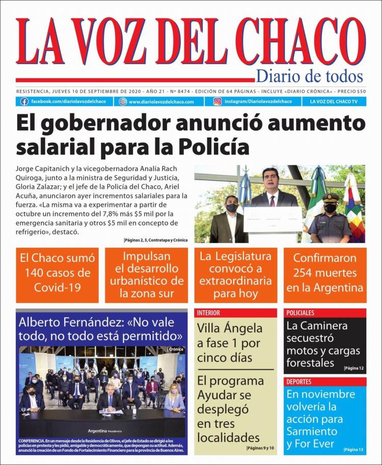 Portada de La Voz del Chaco (Argentina)