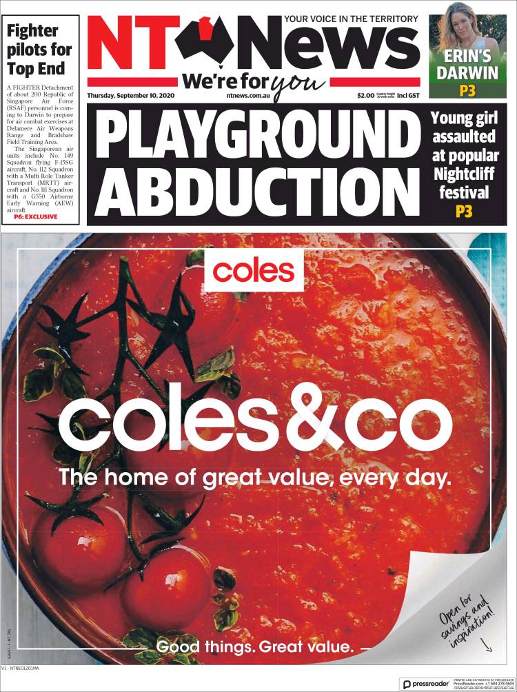 Portada de Northern Territory News (Australia)