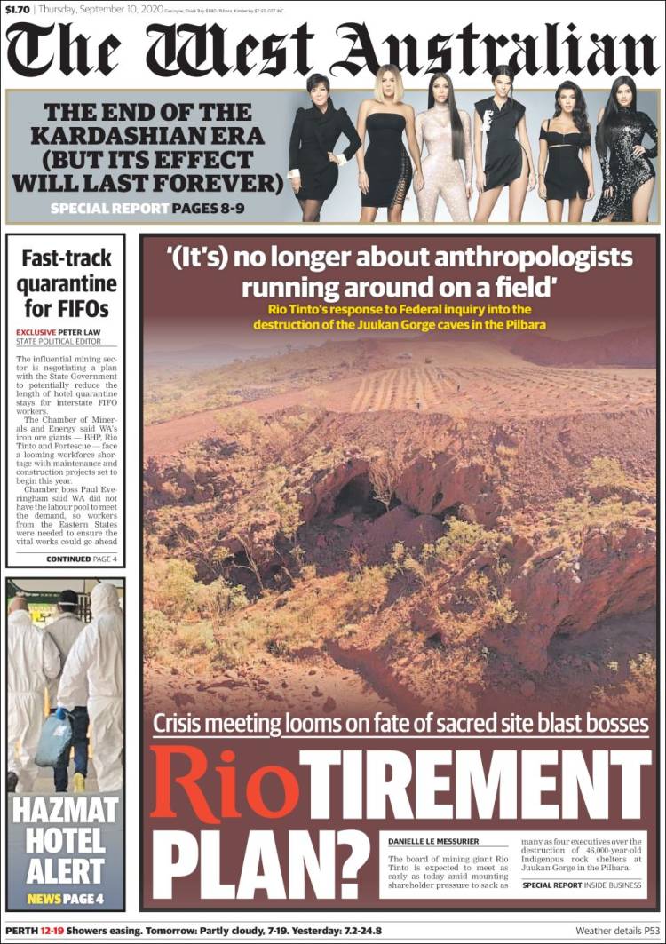 Portada de The West Australian (Australia)
