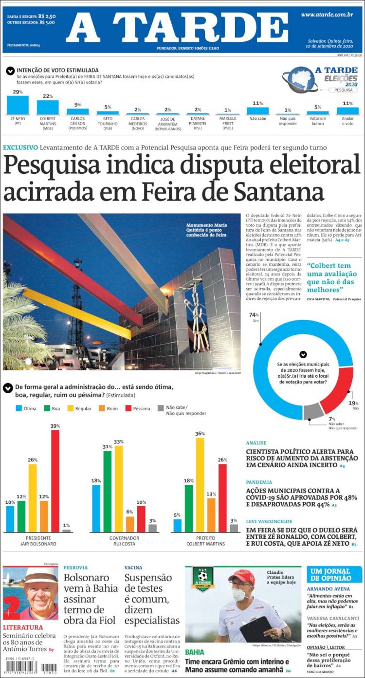 Portada de Diário A Tarde (Brasil)