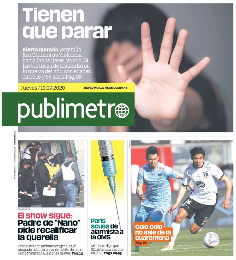 Portada de Publimetro (Chile)