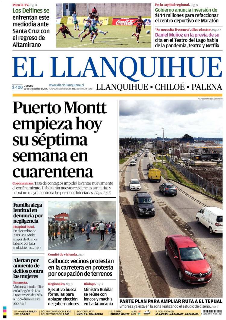 Portada de El Llanquihue (Chile)