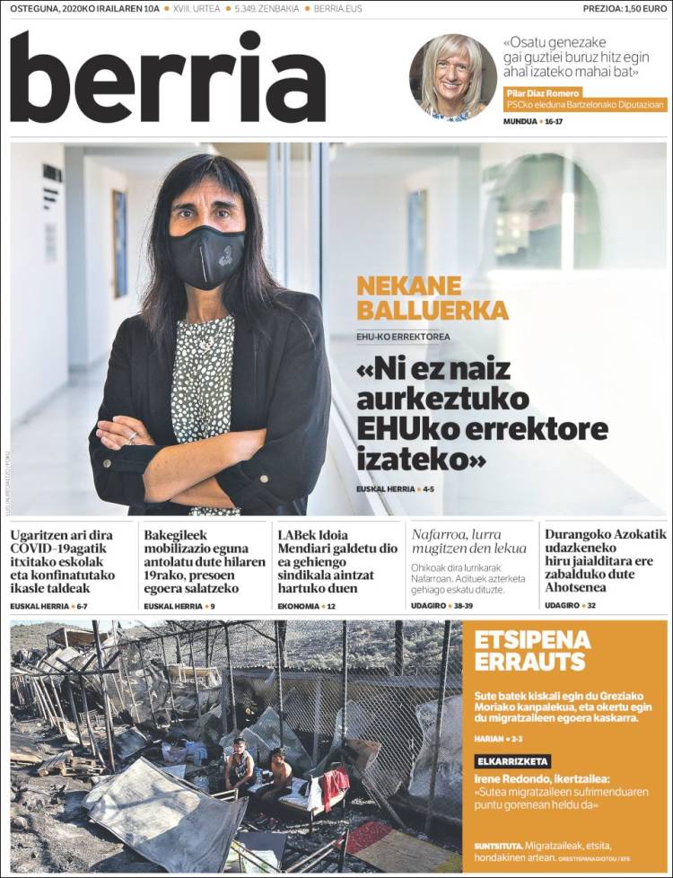 Portada de Berria (Espa&ntilde;a)