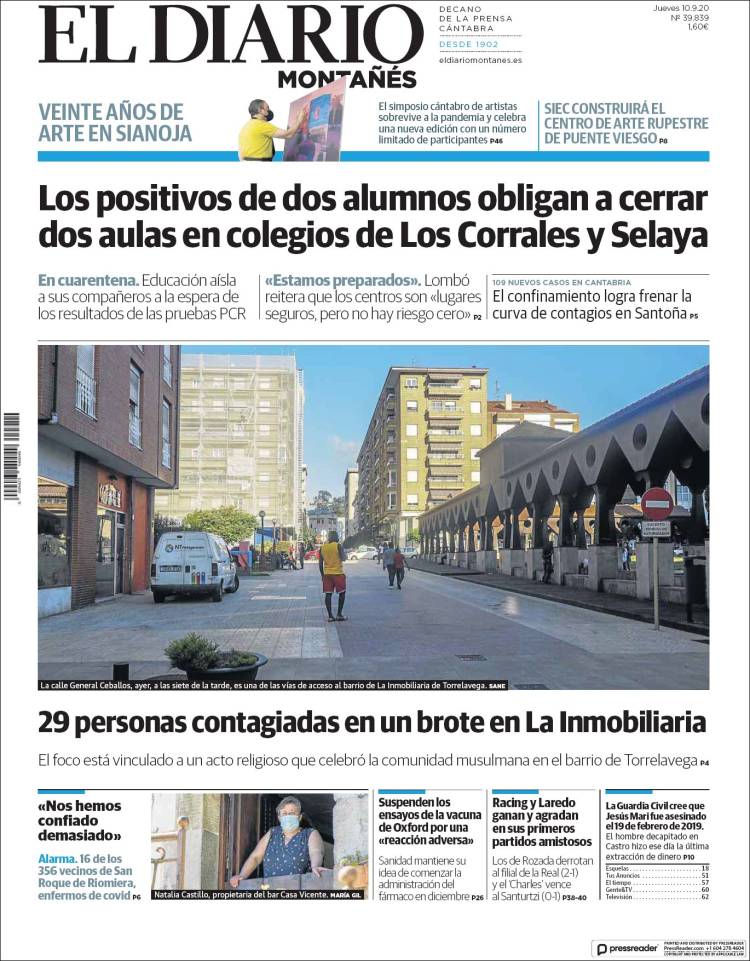 Portada de El Diario Montañés (Espa&ntilde;a)