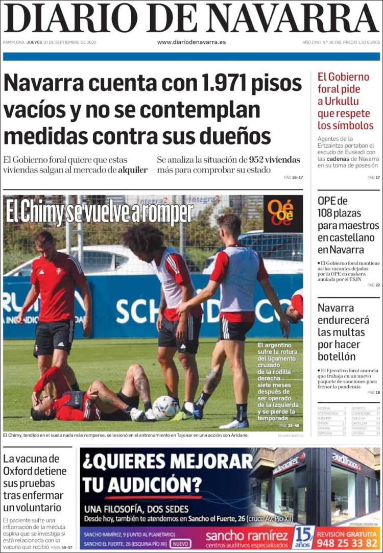 Portada de Diario de Navarra (Espa&ntilde;a)