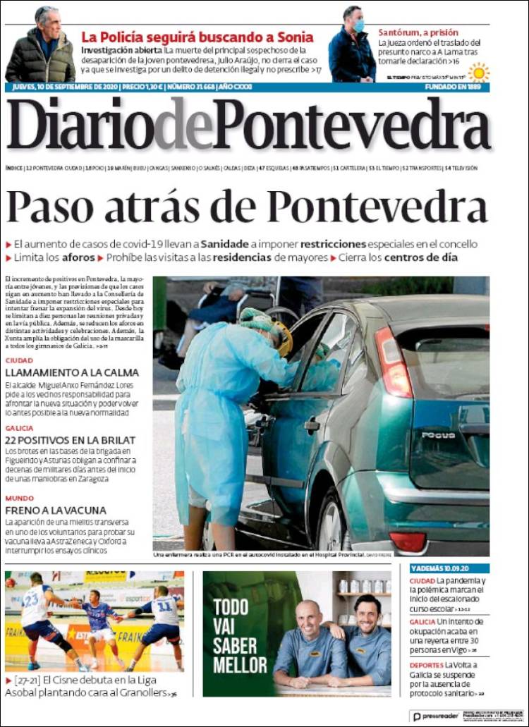 Portada de Diario de Pontevedra (Espa&ntilde;a)