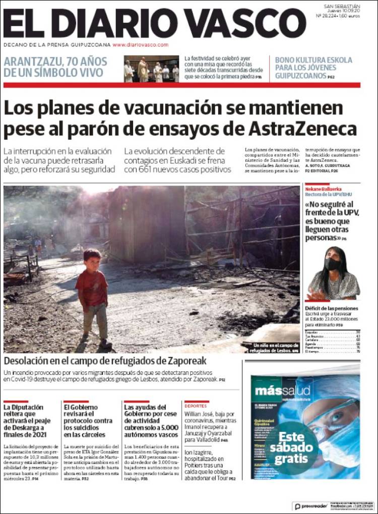 Portada de Diario Vasco (Espa&ntilde;a)