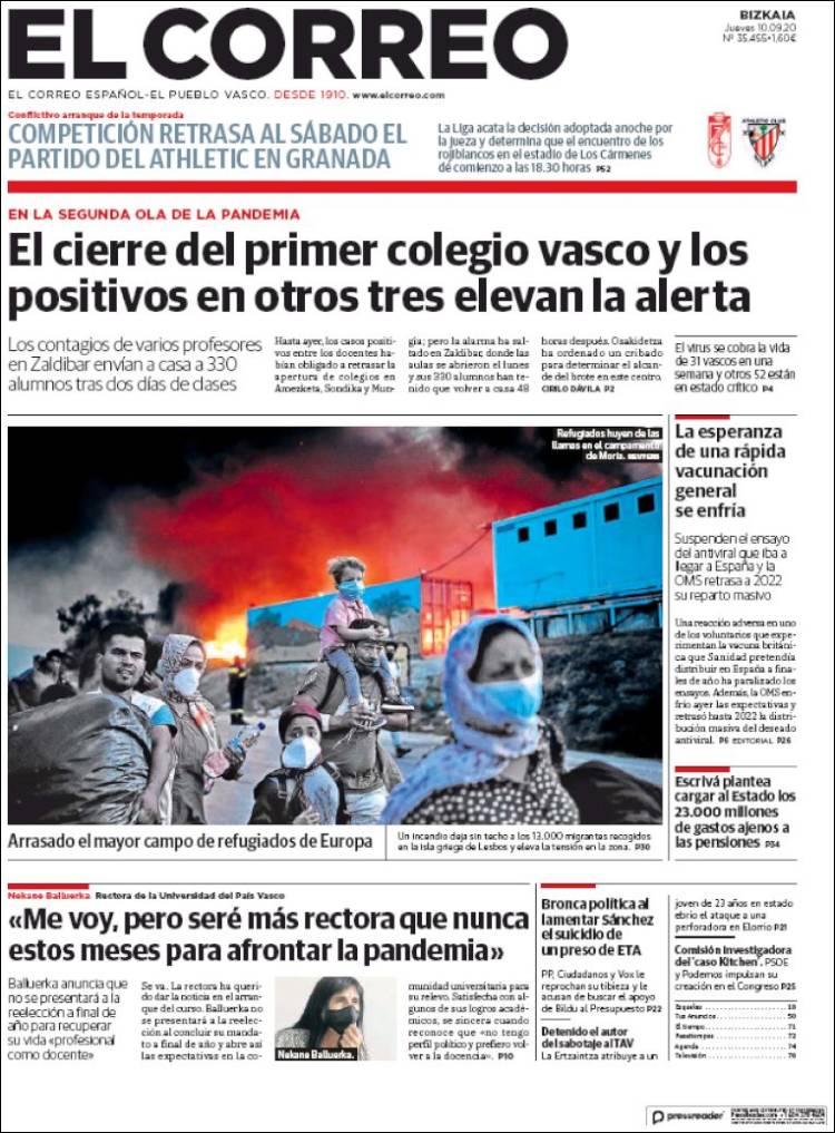 Portada de El Correo (Espa&ntilde;a)