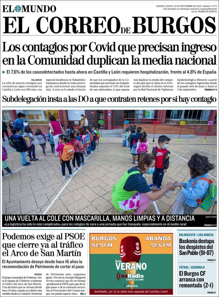 Portada de El Correo de Burgos (Espa&ntilde;a)