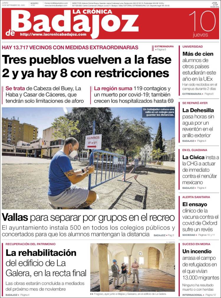 Portada de El Periódico de Extremadura (Espa&ntilde;a)